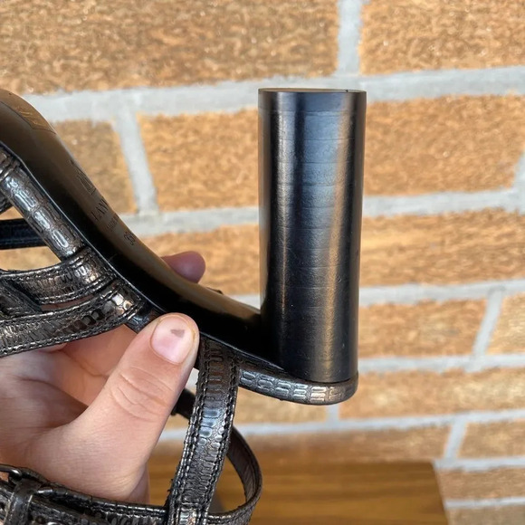 Lanvin Paris cylinder heel pewter shoes 39.5 - Picture 10 of 14